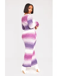 Purple Bodycon Maxi Jumper Dress with Long Sleeve - 2