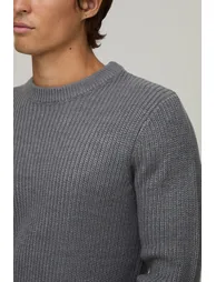 Muscle Fit Ribbed Knitted Jumper - charcoal - 2