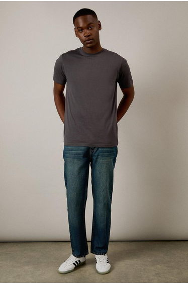 Dark Grey Plain Crew Neck T-shirt