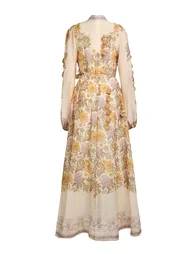 Floral Beaded Single Breasted Maxi Dress - 8