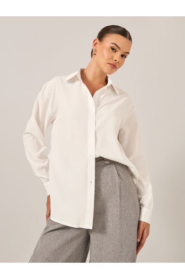 Solid Long Sleeve Spread Collar Shirt