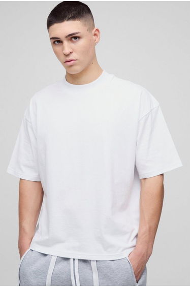 Oversized Boxy Extended Neck T-shirt - white