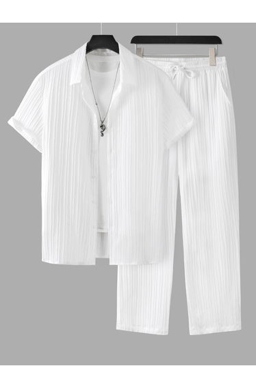 Solid Short Sleeve Shirt and Pants Co-Ords