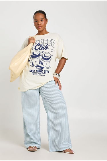 Plus Coffee Club Oversized T-Shirt - ecru