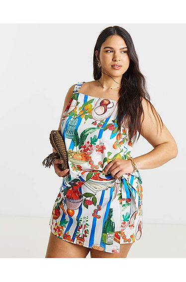 Plate Print Wrap Skort