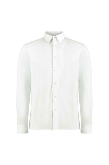 Kustom Kit Mens Piqué Long-Sleeved Shirt - White