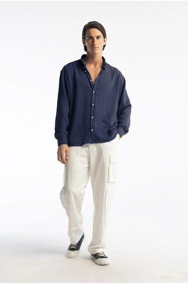 GIESTO Oversized Button-Up Long Sleeve Shirt
