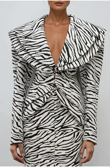 Dileep Zebra Print Plunge