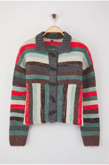 Multicolored Soft Textured Knit Cardigan