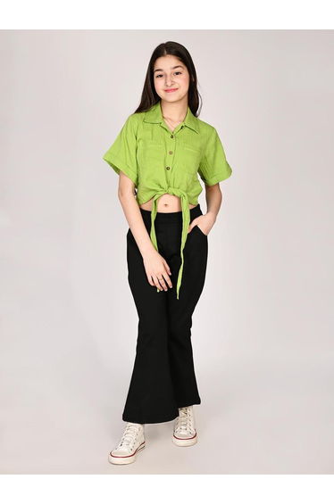 Tie-Up Buttoned Shirt and Palazzos Pants Set