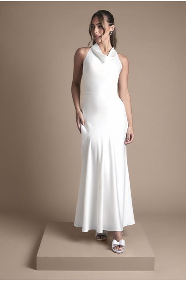 Oasis Cowl Halterneck Satin Maxi Wedding Dress