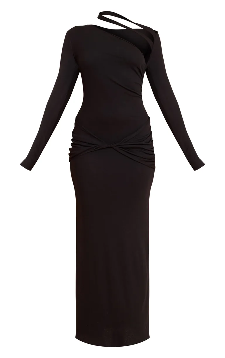 metallic evening dress Metallic Cut-Out Long Prom Dress with Beads Gunmetal / 14