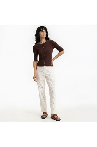 Broderie Anglaise Straight Trousers