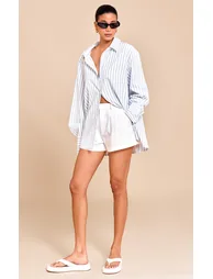 Blue Oversized Stripe Cuff Shirt