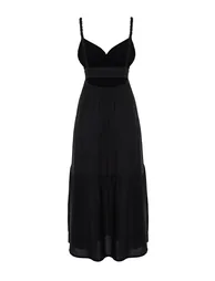 Black A-Line Maxi Smock Dress - 7