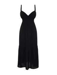 Black A-Line Maxi Smock Dress - 6