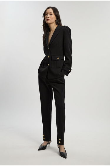 Petite Compact Stretch Tailored Military Single Breasted Blazer