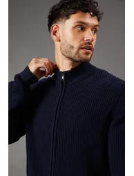 Rich Ribbed Zip Through Jumper - 3