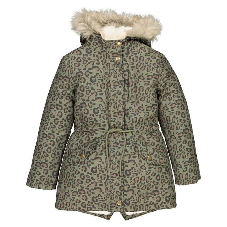 Printed Hooded Parka with Faux Fur Trim - 2
