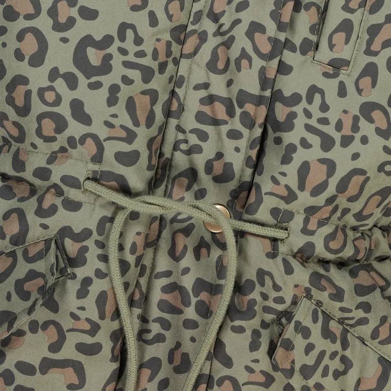 Printed Hooded Parka with Faux Fur Trim - 5