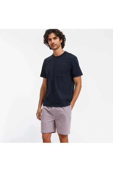 Short Pyjamas, Plain T-Shirt and Checked Shorts