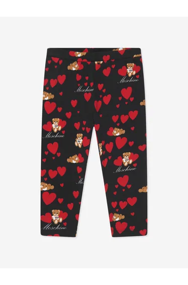 Baby Girls Teddy Hearts Leggings in Black