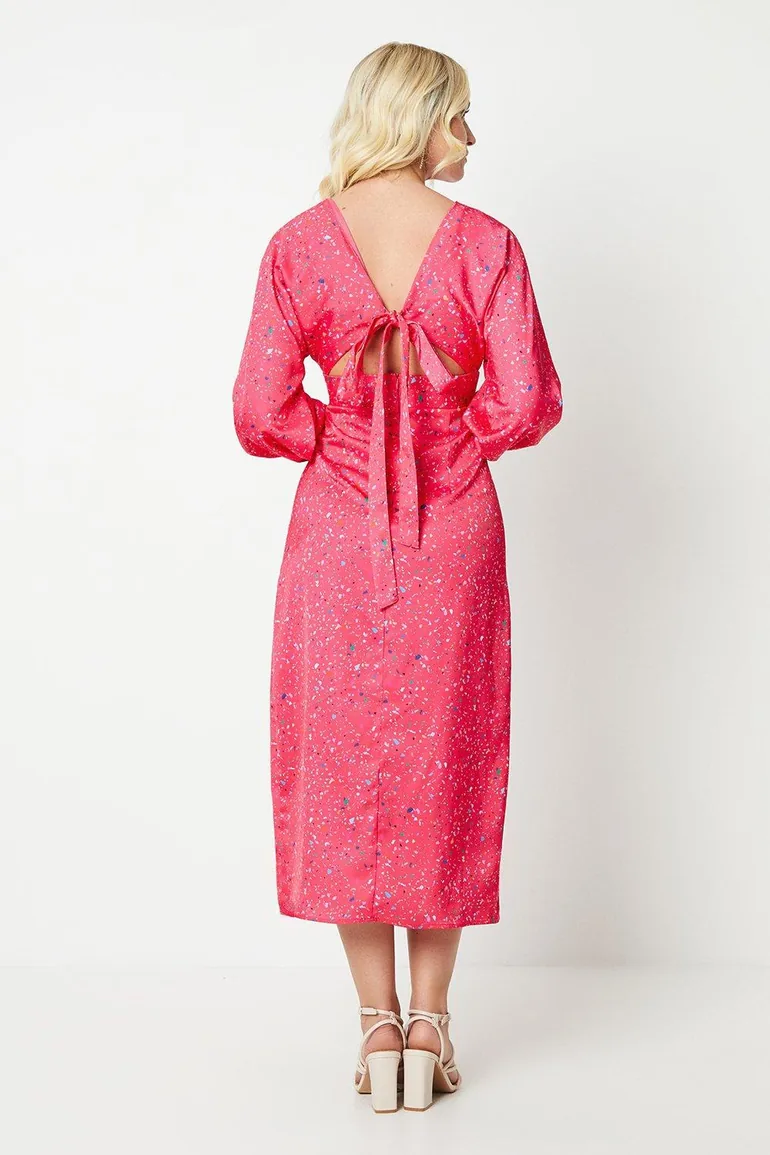 Debut London by Coast V Neck Satin Dress - pink - 2