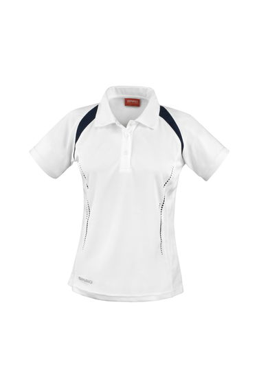 Spiro Womens/Ladies Team Spirit Polo Shirt - White/Navy