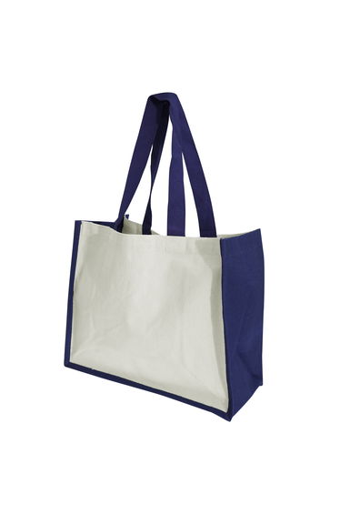 Westford Mill Printers Jute Cot Shopper Bag (21 Litres) - Navy Blue