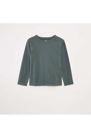 Plain long-sleeved T-shirt GREEN