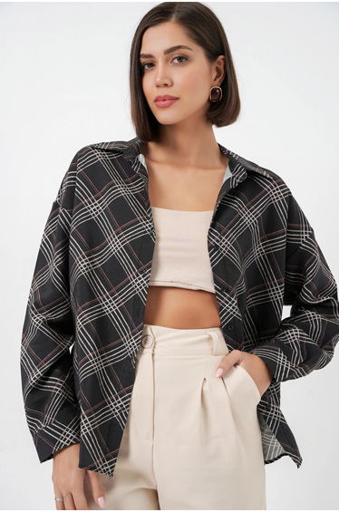 BDART Oversized Plaid Button-Up Shirt