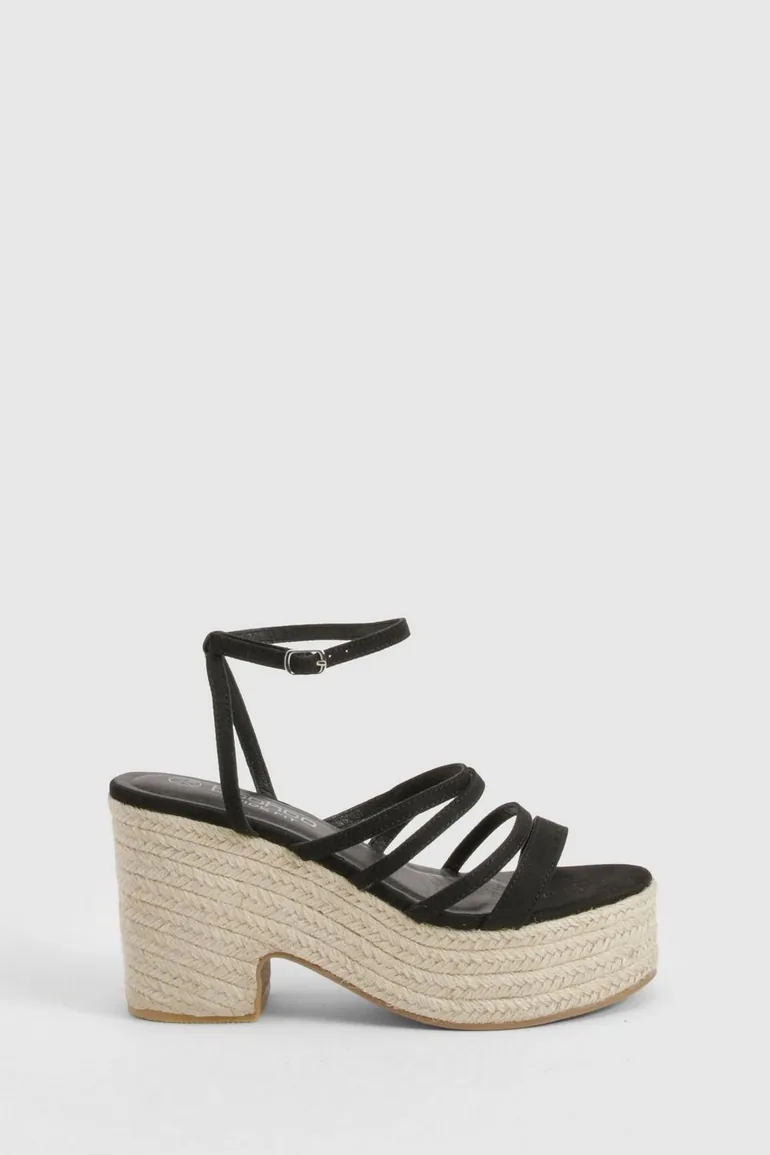Wide Fit Strappy Low Wedge - black - 2