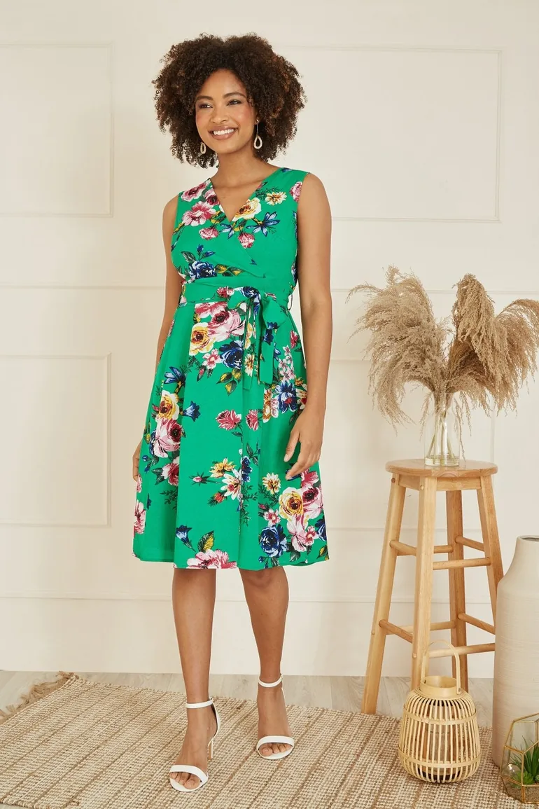 slim fit dress slacks 100% Cotton Green Midi Dress - All Dresses main image 1