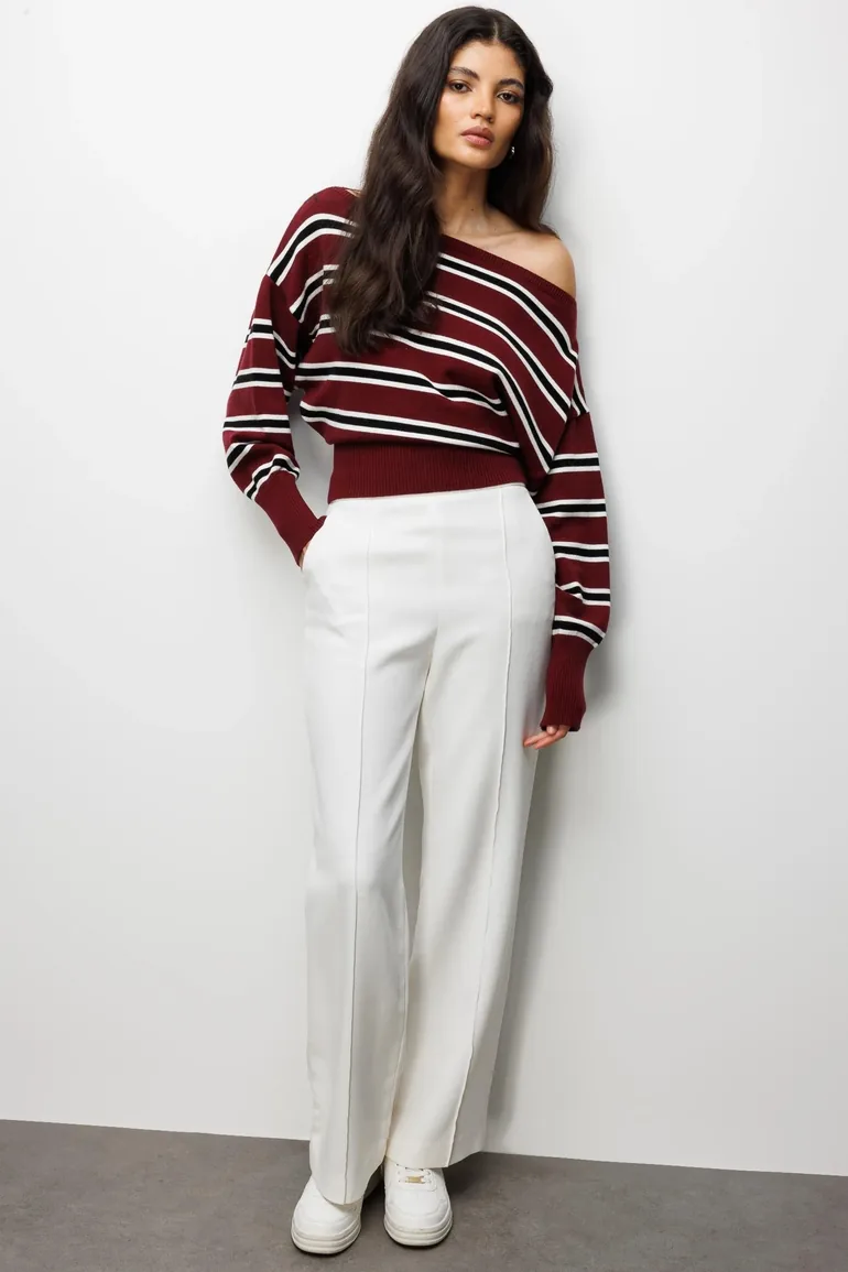 MIXRAY Asymmetric sweater with ribbed hem - 1