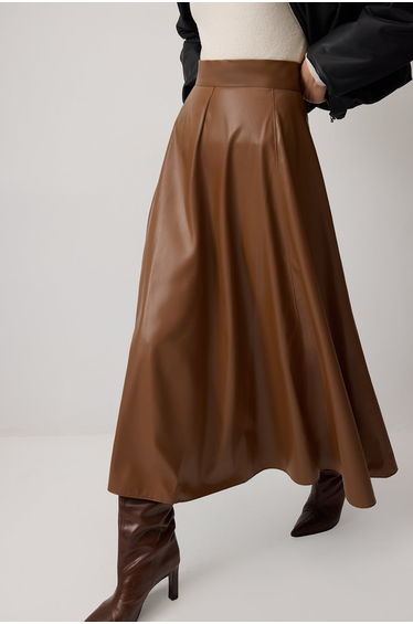 FLOUNCED FAUX LEATHER SKIRT product thumbnail 3