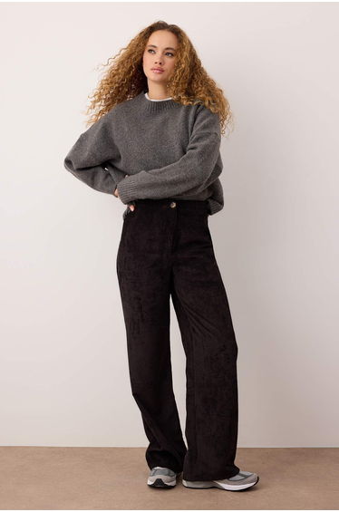 Black Velvet Wide Leg Trousers