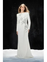 Remarkable Entrance White Floral Embroidered Long Sleeve Maxi Dress - 2