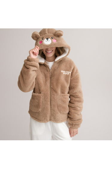Teddy Bear Lounge Jacket with Hood
