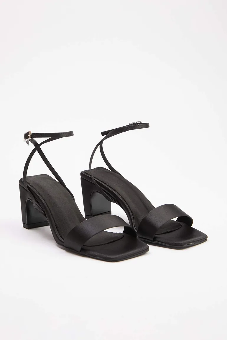 Black Satin Women's Classic Heeled Shoes