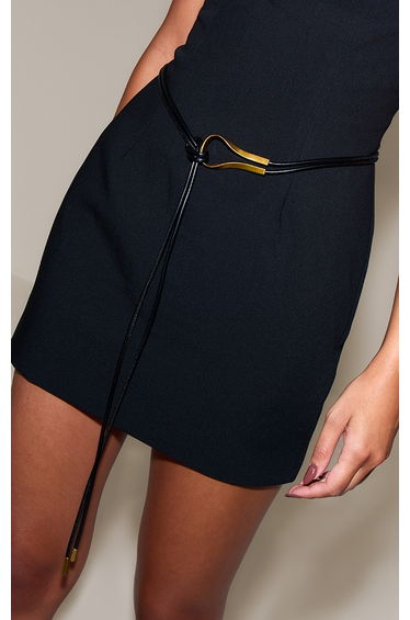 Black Rope Belt With Gold Hardware