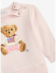 بدلة رياضة بولو أطفال بناتي بنقشة دبدوب لون زهري - 2