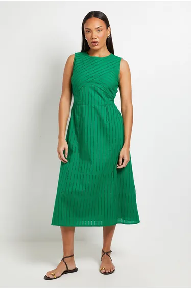 Panelled Broderie Fit and Flare Dress