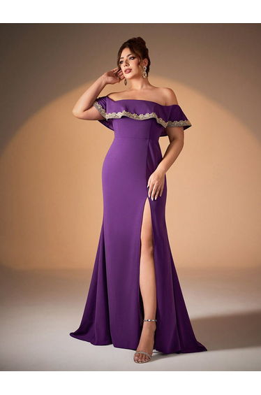 Leely Plus Women's Elegant Off The Shoulder Mermaid Party Dress