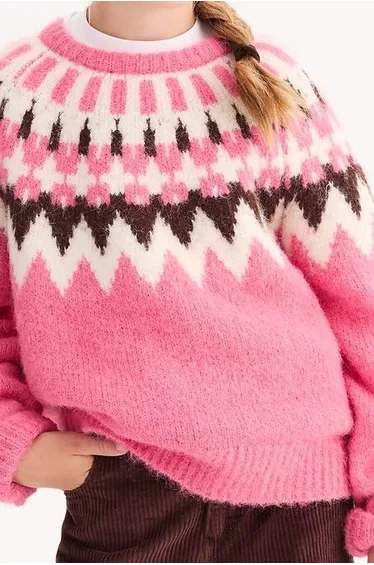 Jacquard Chunky Knit Jumper/Sweater with Crew Neck