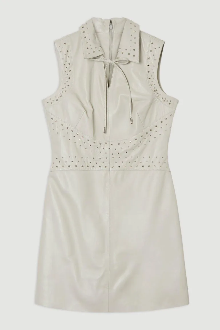 Studded Leather Sleeveless Mini Dress Karen Millen : Premium Dresses : VogaCloset Bahrain Studded Leather Sleeveless Mini Dress Karen Millen : Premium Dresses : VogaCloset Bahrain