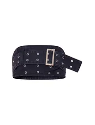 Washed Black Belt Detail Denim Bandeau Crop Top - 4