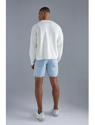 Boxy Fit Brushed Knit Cardigan - ecru - 1