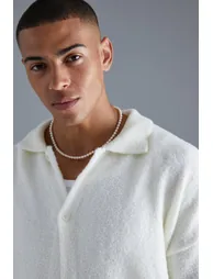 Boxy Fit Brushed Knit Cardigan - ecru - 2