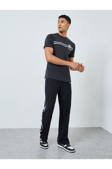 Black Graphic Print Crew Neck T-Shirt