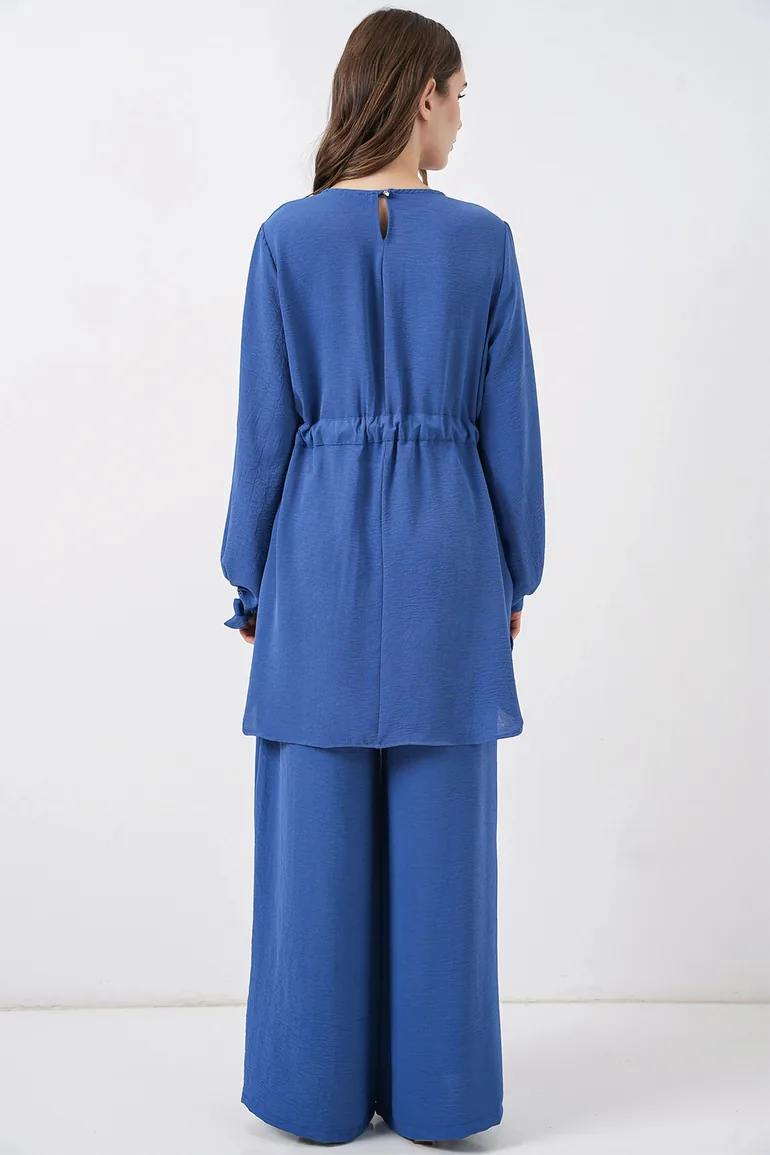 BDART Crew Neck Tie Detail Tunic and Wide Leg Pants Set - 5